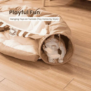 Collapsible Shell-Shaped Cat Tunnel Bed – All-Season Use, Soft & Comfortable, Foldable for Easy Storage - PawBayPets