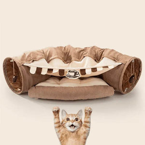 Collapsible Shell-Shaped Cat Tunnel Bed – All-Season Use, Soft & Comfortable, Foldable for Easy Storage - PawBayPets
