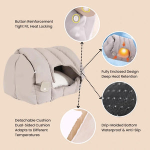 Convertible Cat Bed – 2-in-1 Arch Cave & Sofa for Cats and Small Dogs, Winter Warm House PawBayPets