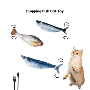 Flopping Fish Cat Toy – Interactive Electric Jumping Fish with Catnip, Rechargeable Self-Play Toy for Cats PawBayPets