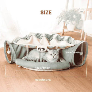 Collapsible Shell-Shaped Cat Tunnel Bed – All-Season Use, Soft & Comfortable, Foldable for Easy Storage - PawBayPets