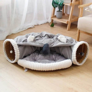 Collapsible Shell-Shaped Cat Tunnel Bed – All-Season Use, Soft & Comfortable, Foldable for Easy Storage - PawBayPets