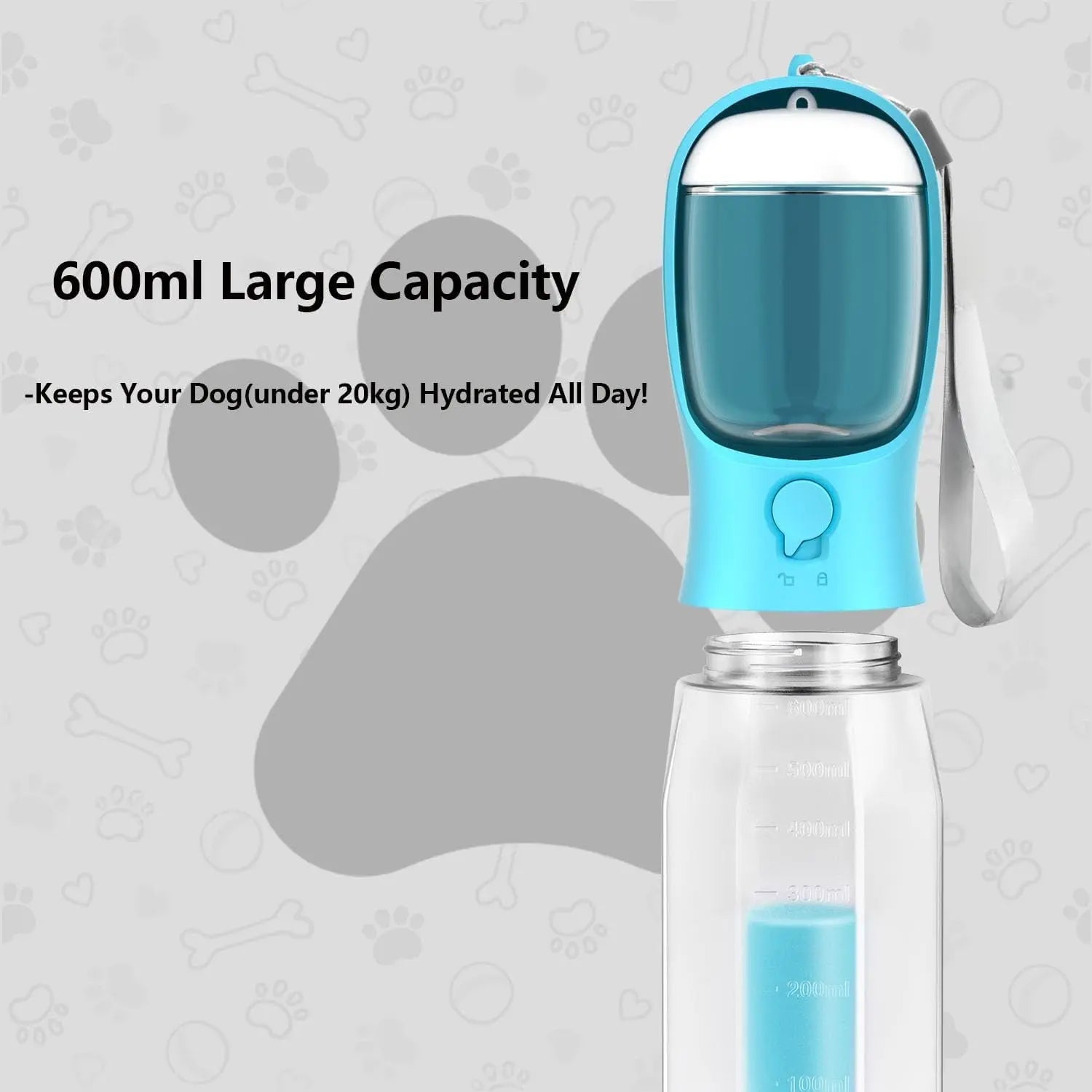 3-in-1 Dog Water Bottle with Food Storage & Poop Bag Dispenser | Leakproof Travel Design PawBayPets