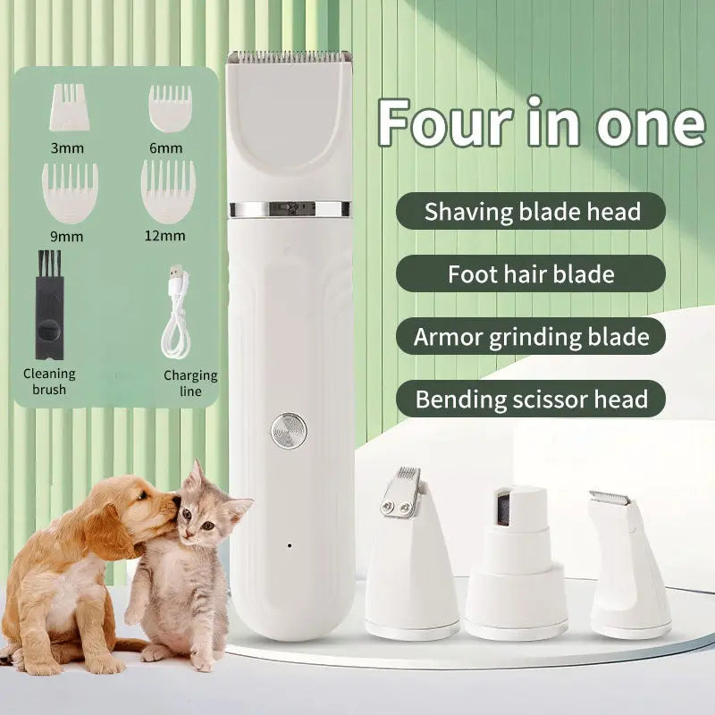 4-in-1 Quiet Pet Clippers - Cordless Grooming Kit & Nail Grinder PawBayPets