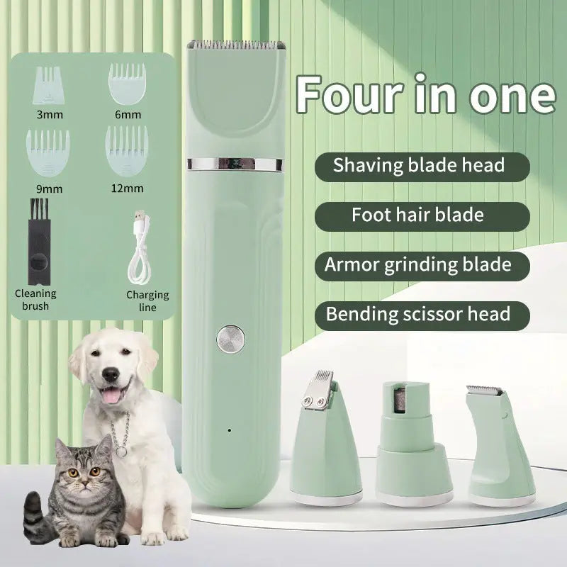 4-in-1 Quiet Pet Clippers - Cordless Grooming Kit & Nail Grinder PawBayPets