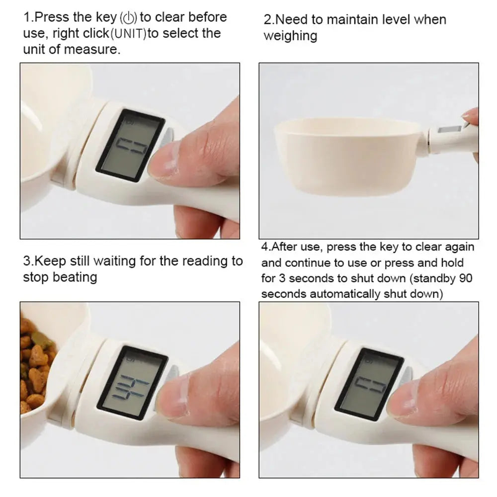 800g Digital Pet Food Scale, LED Kitchen Scoop for Dogs & Cats PawBayPets