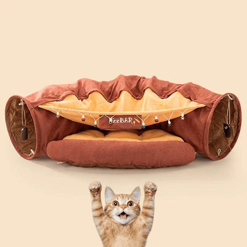 Collapsible Shell-Shaped Cat Tunnel Bed – All-Season Use, Soft & Comfortable, Foldable for Easy Storage - PawBayPets