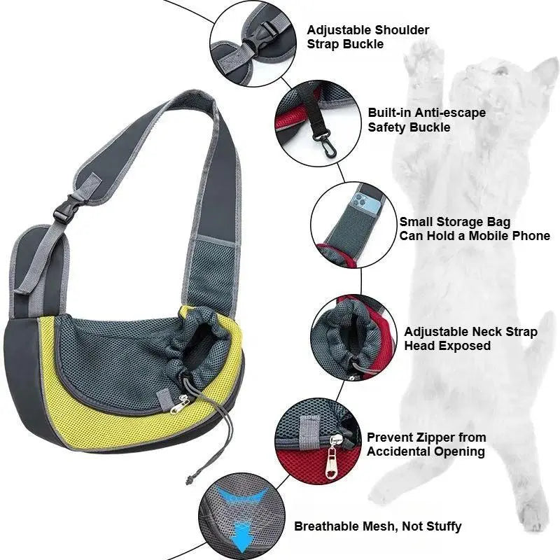 All-Season Pet Sling Carrier, Portable Breathable with Pocket - PawBayPets