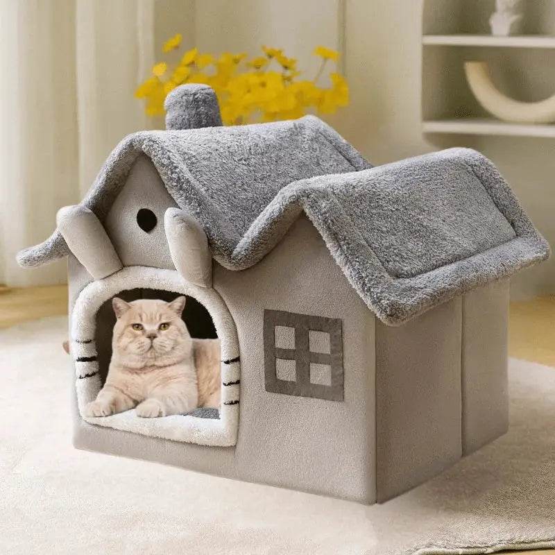 Winter Warm Cat House – Cozy Pet Bed for Cats and Small Dogs, Soft Indoor Heated Style - PawBayPets