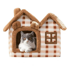 Winter Warm Cat House – Cozy Pet Bed for Cats and Small Dogs, Soft Indoor Heated Style - PawBayPets