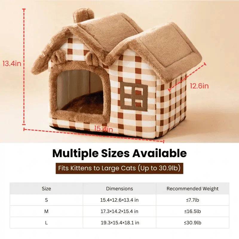 Winter Warm Cat House – Cozy Pet Bed for Cats and Small Dogs, Soft Indoor Heated Style - PawBayPets