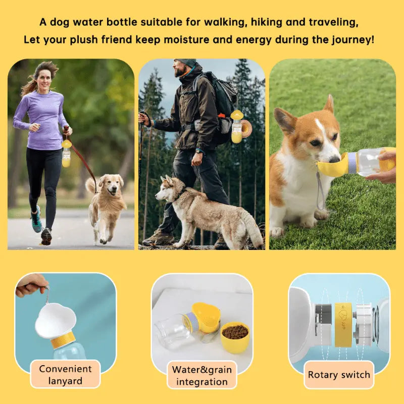 Outdoor Portable Multifunctional Cloud-Shaped Travel Cup for Cats & Dogs with Water and Food Compartments & Poop Bags - PawBayPets