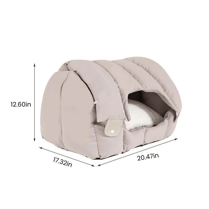 Convertible Cat Bed – 2-in-1 Arch Cave & Sofa for Cats and Small Dogs, Winter Warm House - PawBayPets