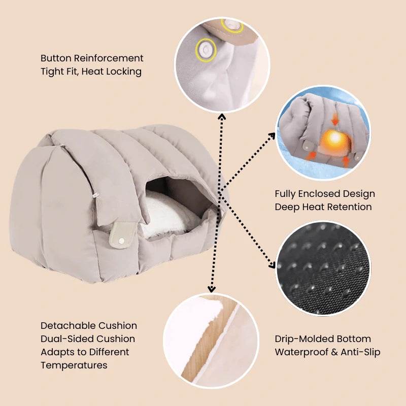Convertible Cat Bed – 2-in-1 Arch Cave & Sofa for Cats and Small Dogs, Winter Warm House - PawBayPets