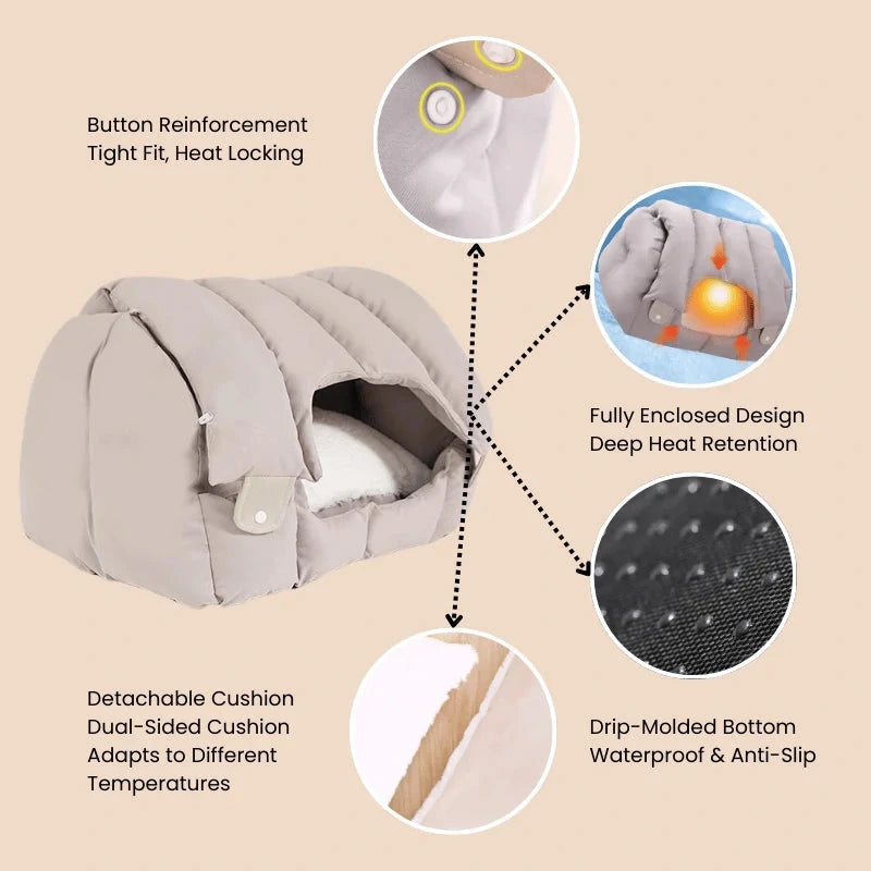 Convertible Cat Bed – 2-in-1 Arch Cave & Sofa for Cats and Small Dogs, Winter Warm House PawBayPets