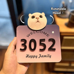 Custom Pet Portrait Door Sign™ – Personalized Acrylic House Number Plate, Nail-Free Installation - PawBayPets