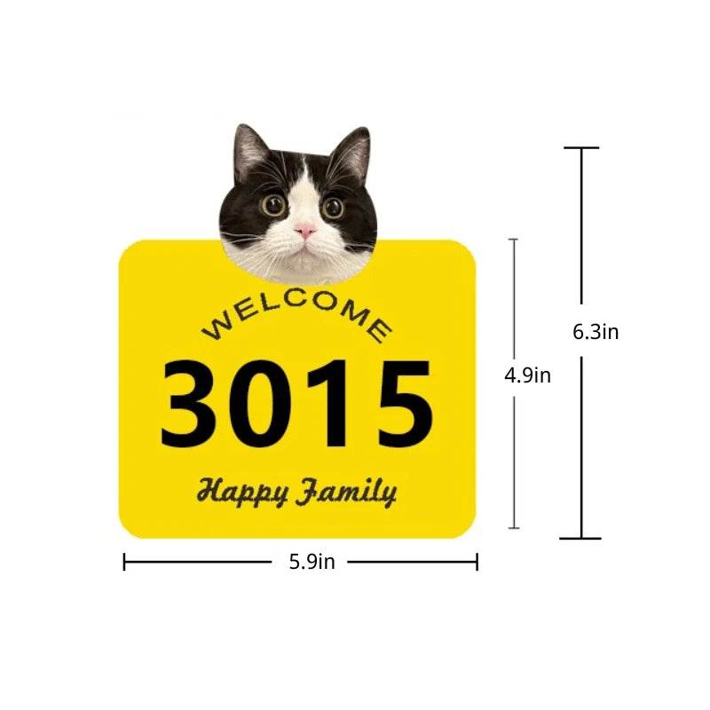 Custom Pet Portrait Door Sign™ – Personalized Acrylic House Number Plate, Nail-Free Installation - PawBayPets