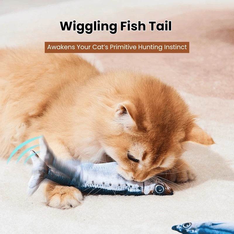 Flopping Fish Cat Toy – Interactive Electric Jumping Fish with Catnip, Rechargeable Self-Play Toy for Cats - PawBayPets