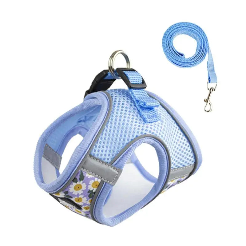 Small Cats&Dogs Walk Kit: Floral Harness, Leash - PawBayPets