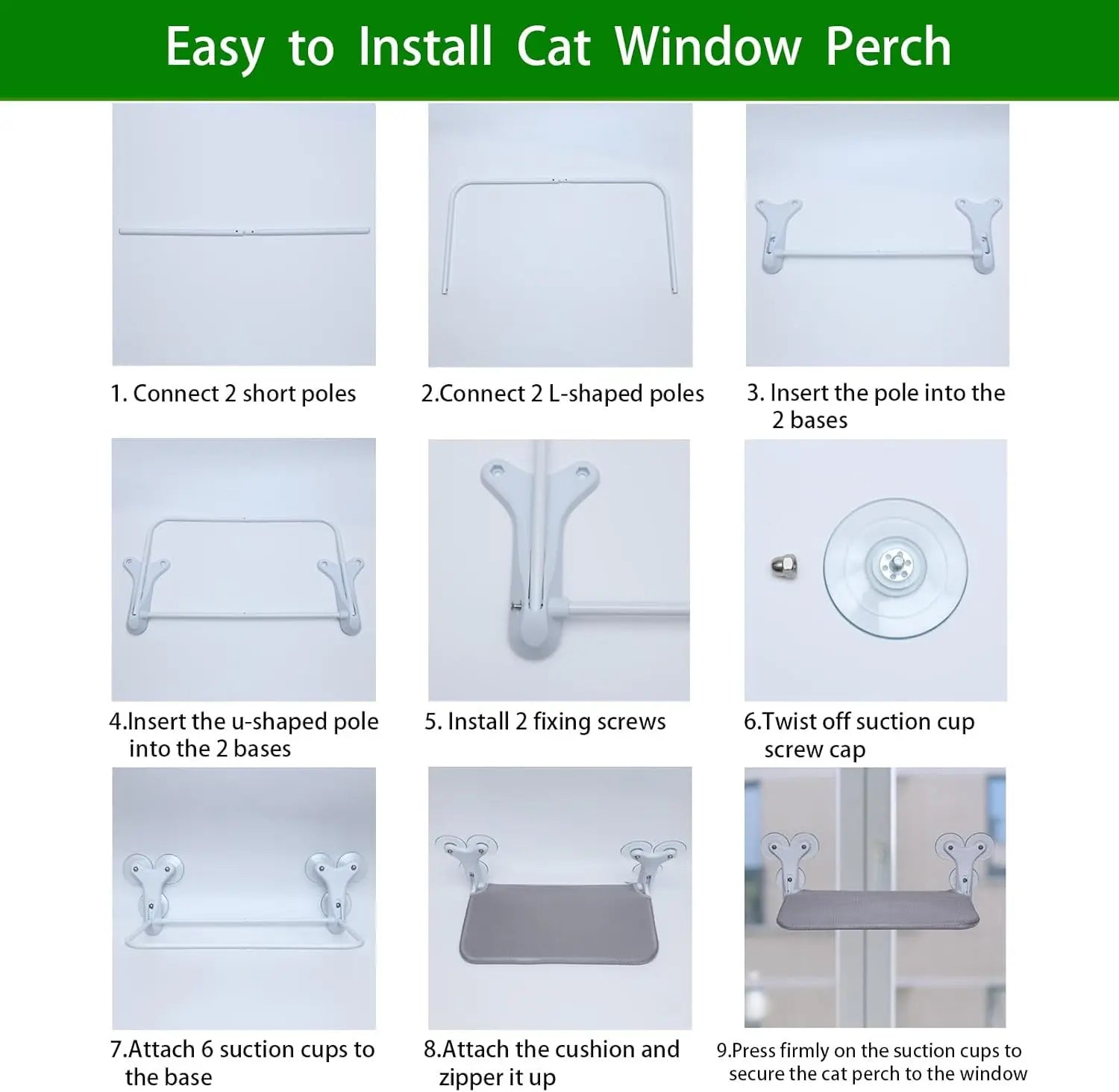 Heavy Duty Cat Window Perch - Foldable 45lb Capacity with 6 Suction Cups PawBayPets