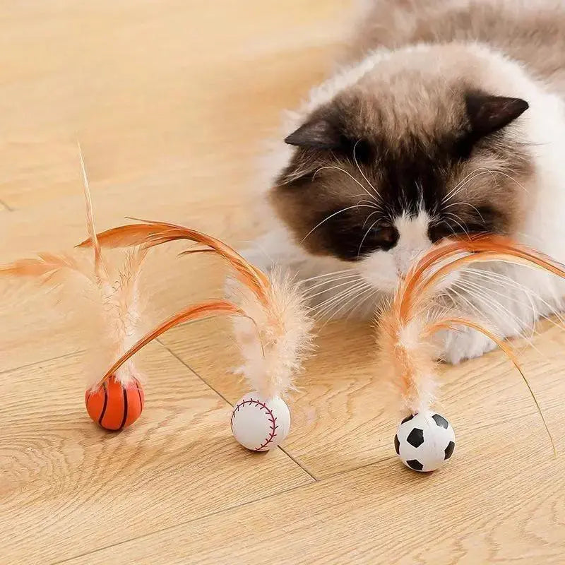 Interactive Feather Ball Toy Set Designed for Cats - PawBayPets