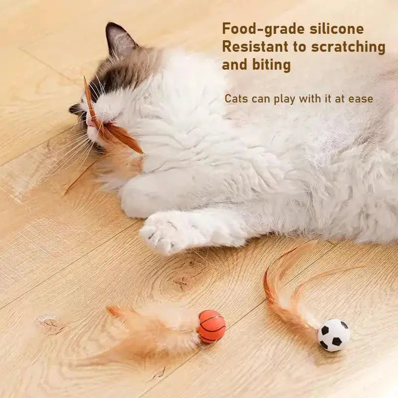 Interactive Feather Ball Toy Set Designed for Cats - PawBayPets