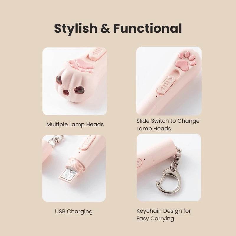 Interactive Cat Toy Light –Rechargeable Laser Pointer with 3 Modes & 5 Patterns - PawBayPets