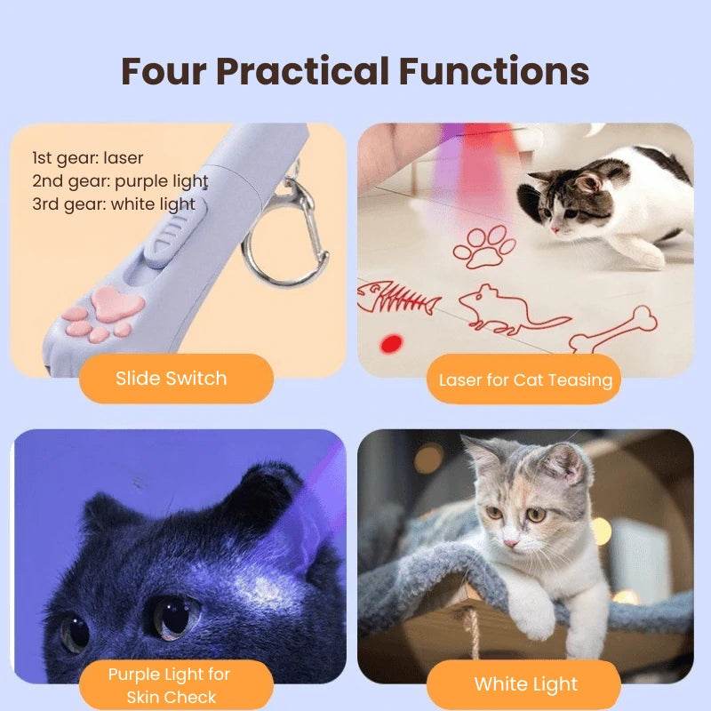 Interactive Cat Toy Light –Rechargeable Laser Pointer with 3 Modes & 5 Patterns - PawBayPets
