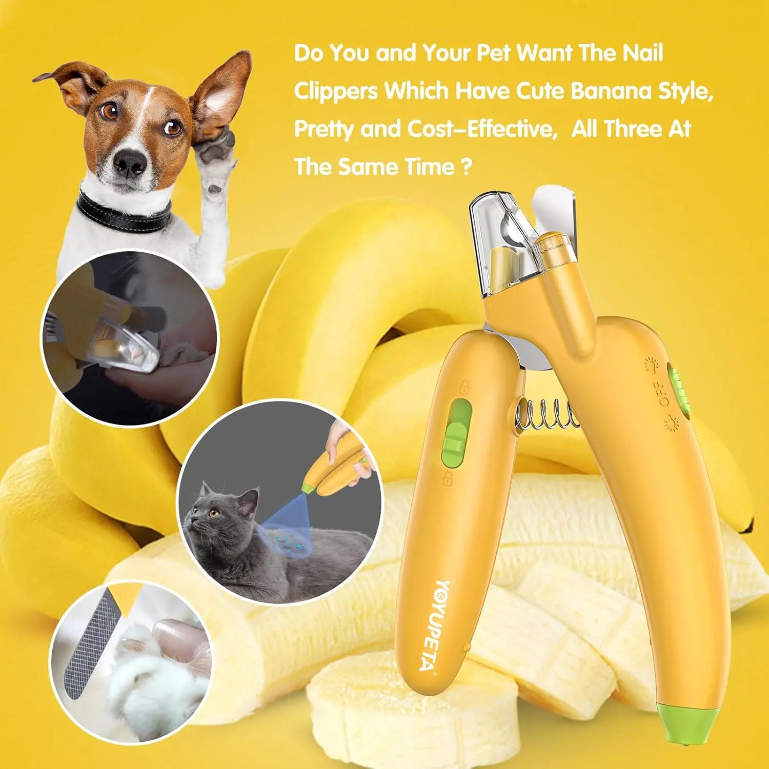 LED Pet Nail Clipper with Blood Line Detection & Banana Grip PawBayPets