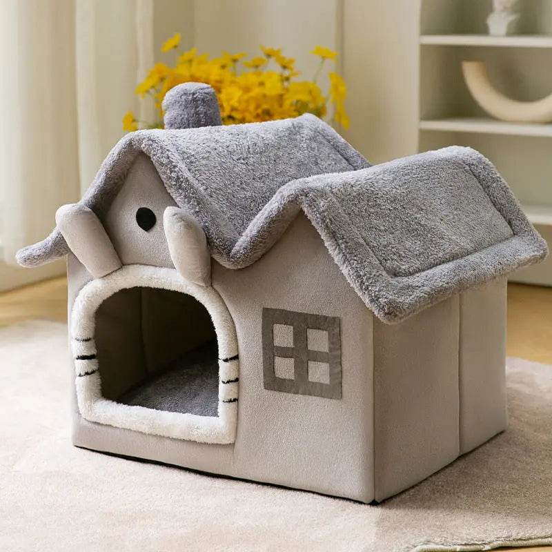 Winter Warm Cat House – Cozy Pet Bed for Cats and Small Dogs, Soft Indoor Heated Style - PawBayPets