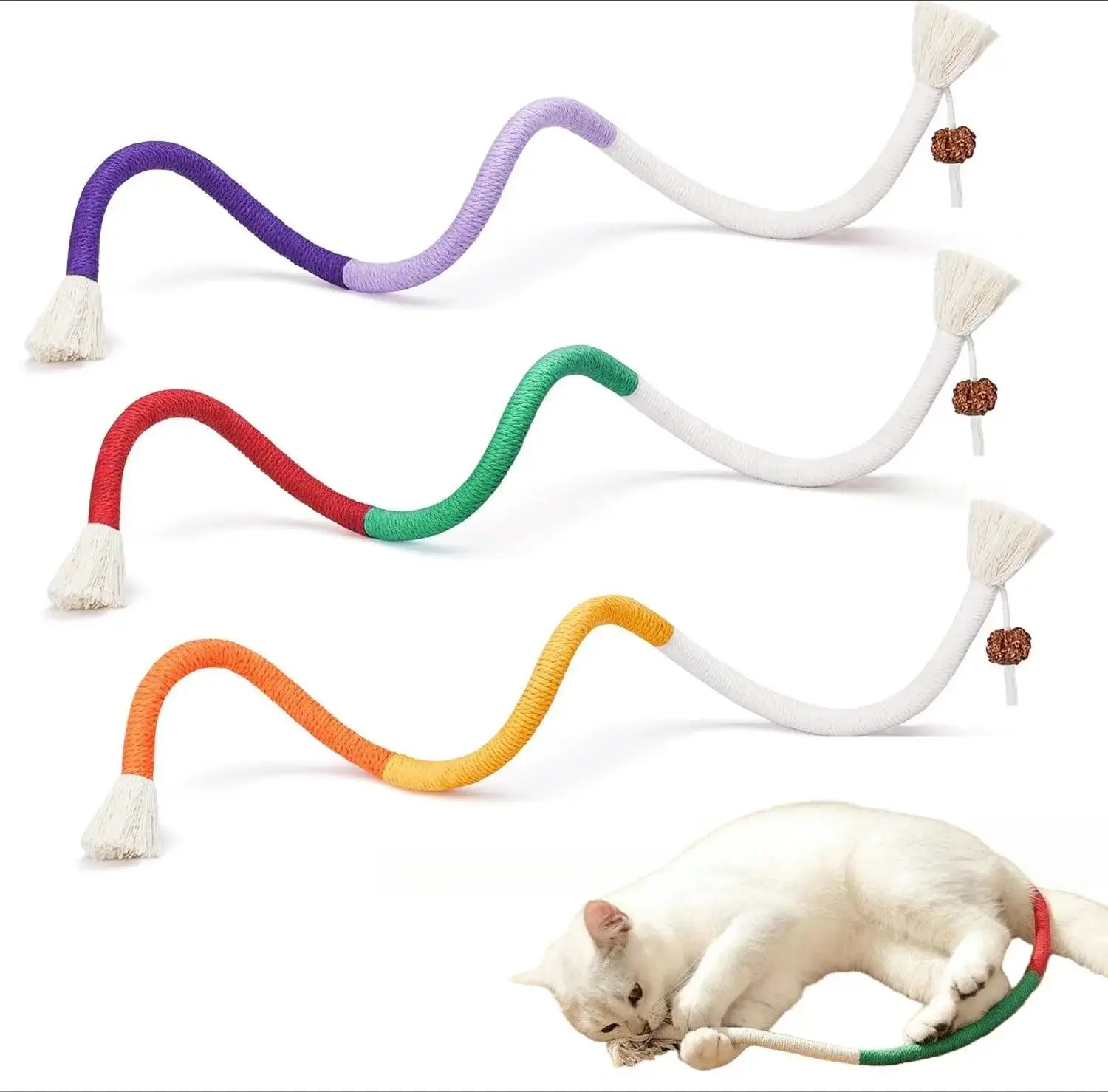 Organic Cotton Gall Fruit Chew Rope™ - Handmade, Non-Toxic & Durable Eco-Friendly Cat Toy for Interactive Play - PawBayPets
