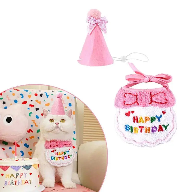 Pet Birthday Accessories Set - Adorable, Adjustable for Cats & Dogs: Party Hat, Bandana and Drool Scarf - PawBayPets