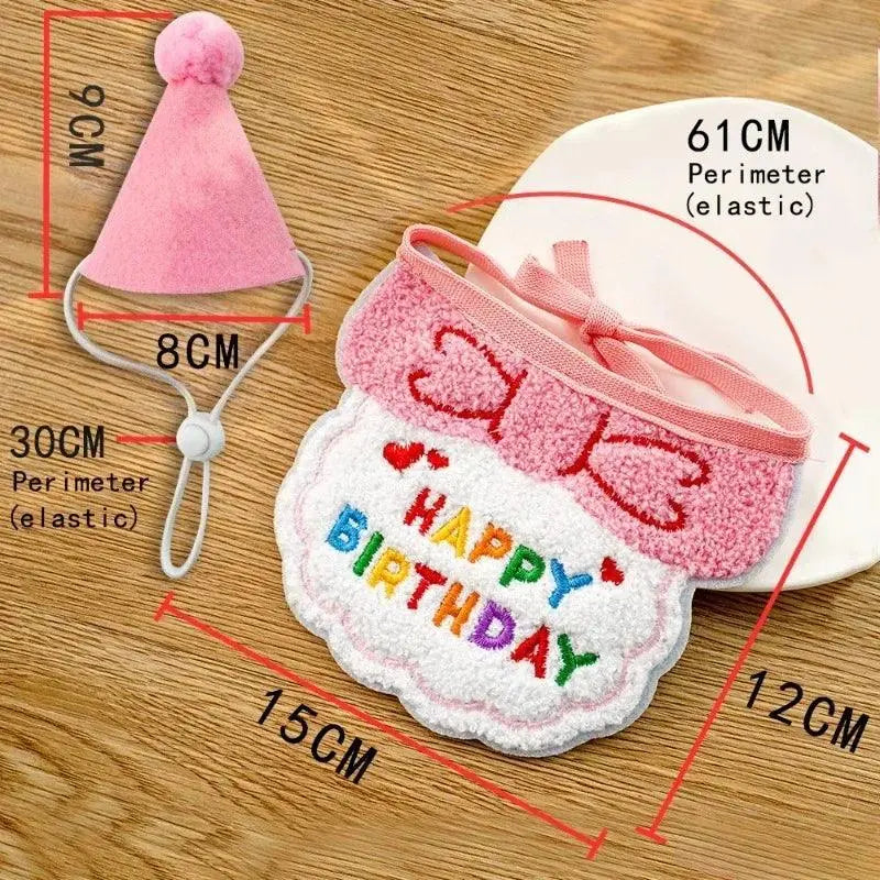 Pet Birthday Accessories Set - Adorable, Adjustable for Cats & Dogs: Party Hat, Bandana and Drool Scarf - PawBayPets