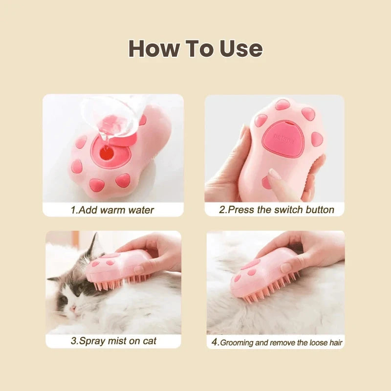 3-in-1 Pet Spray Massage Comb – Anti-Static Grooming Brush for Cats & Dogs, De-Shedding and Cleaning Tool PawBayPets