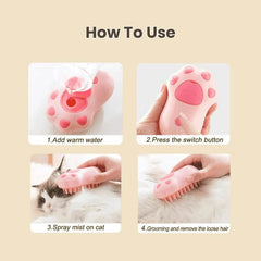 3-in-1 Pet Spray Massage Comb – Anti-Static Grooming Brush for Cats & Dogs, De-Shedding and Cleaning Tool - PawBayPets
