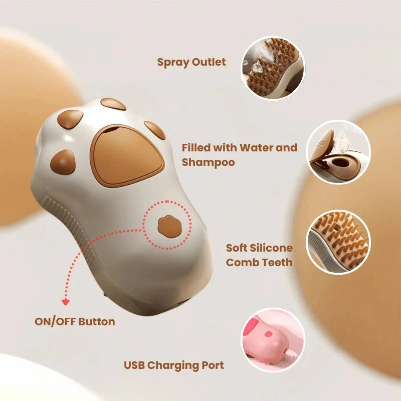 3-in-1 Pet Spray Massage Comb – Anti-Static Grooming Brush for Cats & Dogs, De-Shedding and Cleaning Tool PawBayPets