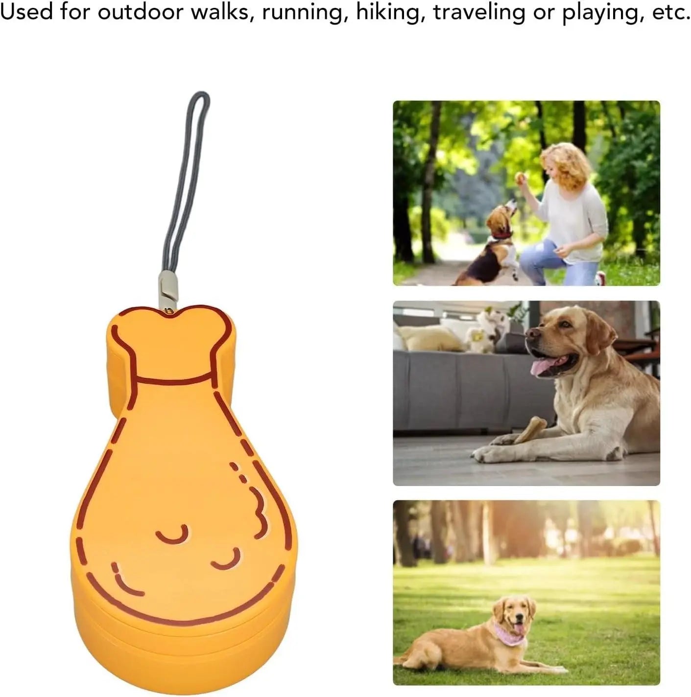 Outdoor Portable Multi-functional Pet Water Bottle & Slow Feeder Dishes in Chicken Leg Shape - Orange - PawBayPets