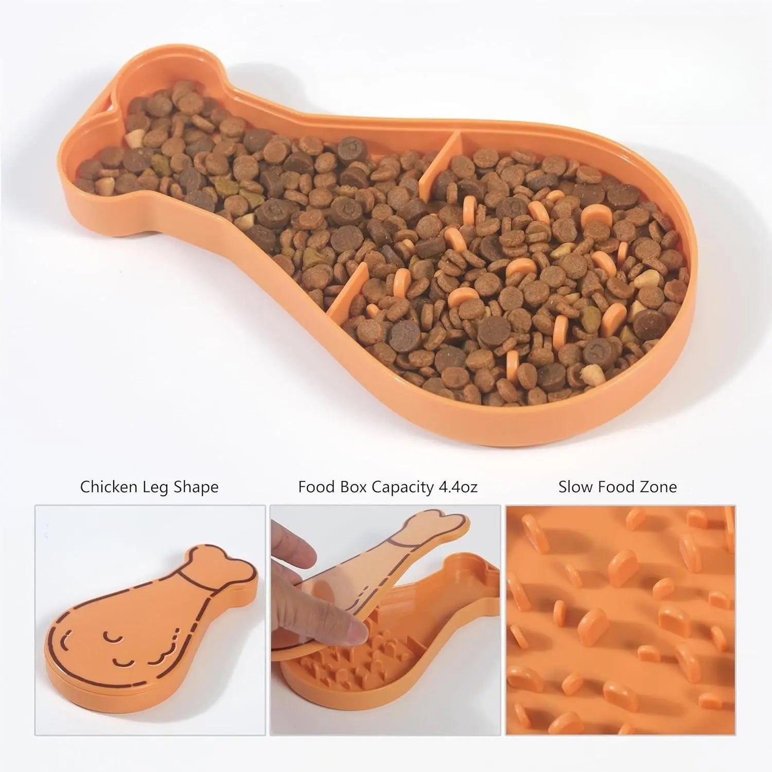 Outdoor Portable Multi-functional Pet Water Bottle & Slow Feeder Dishes in Chicken Leg Shape - Orange - PawBayPets