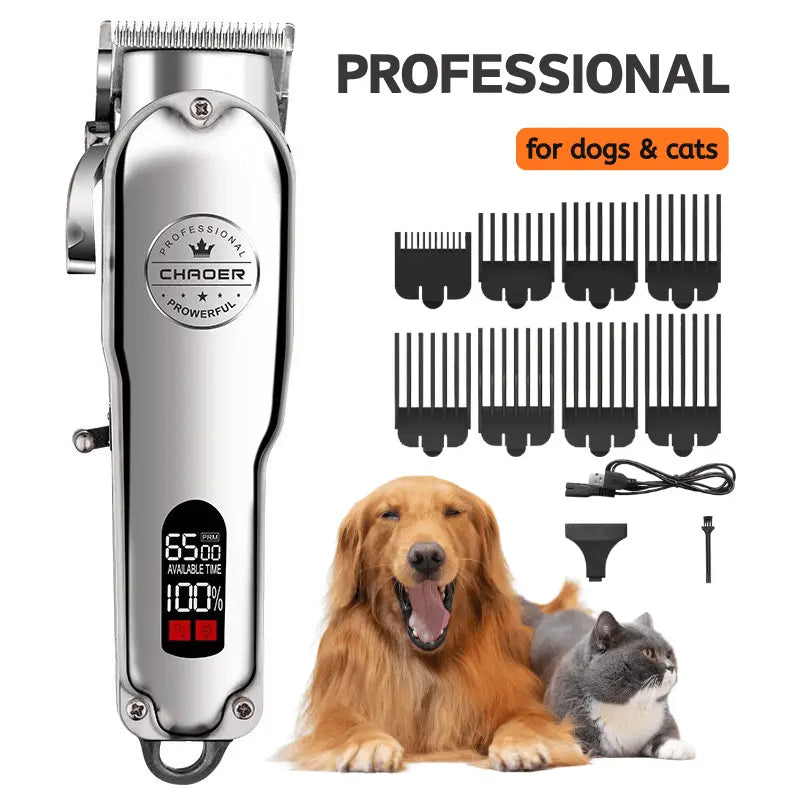 Professional All-Metal Low Noise Pet Clipper - 3H Runtime & Carbon Steel Blade PawBayPets