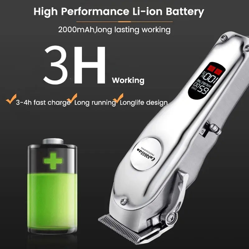 Professional All-Metal Low Noise Pet Clipper - 3H Runtime & Carbon Steel Blade PawBayPets