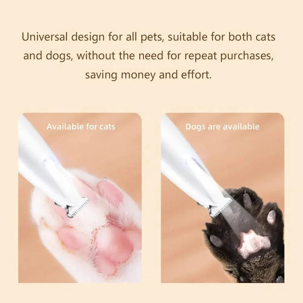 Rechargeable Cordless Pet Paw Trimmer with LED Light - Portable Grooming Tool for Dogs & Cats - PawBayPets