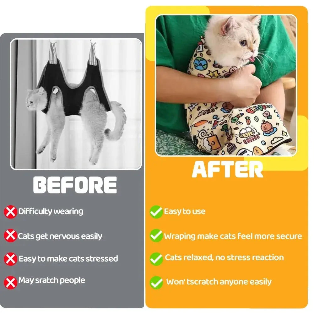 Self-Adherent Cat Restraint Wrap - Anti-Bite & Scratch Control PawBayPets