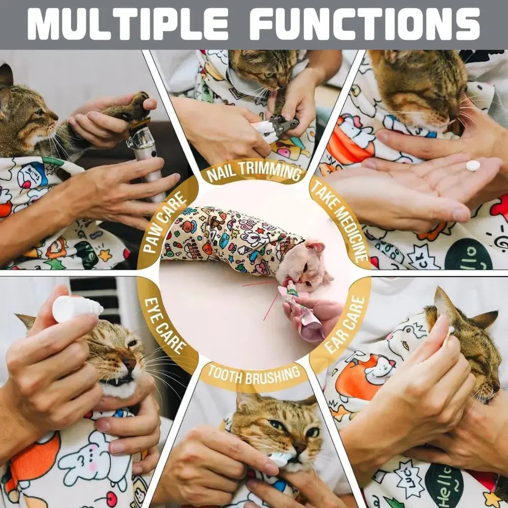 Self-Adherent Cat Restraint Wrap - Anti-Bite & Scratch Control PawBayPets