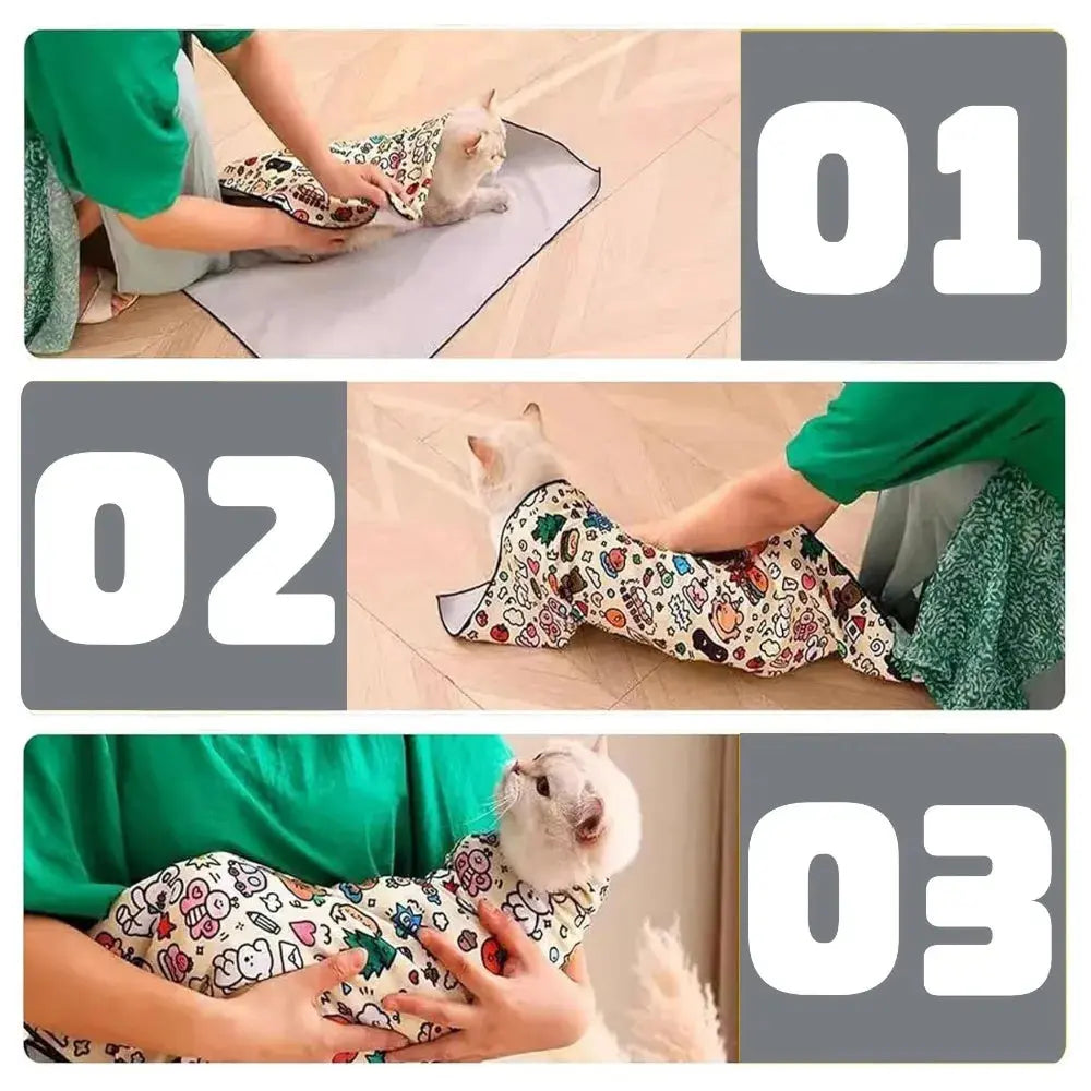 Self-Adherent Cat Restraint Wrap - Anti-Bite & Scratch Control PawBayPets