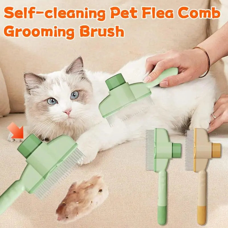 🔥Groom Your Pet with Ease - Self-cleaning Flea Comb Pet Grooming Brush - PawBayPets