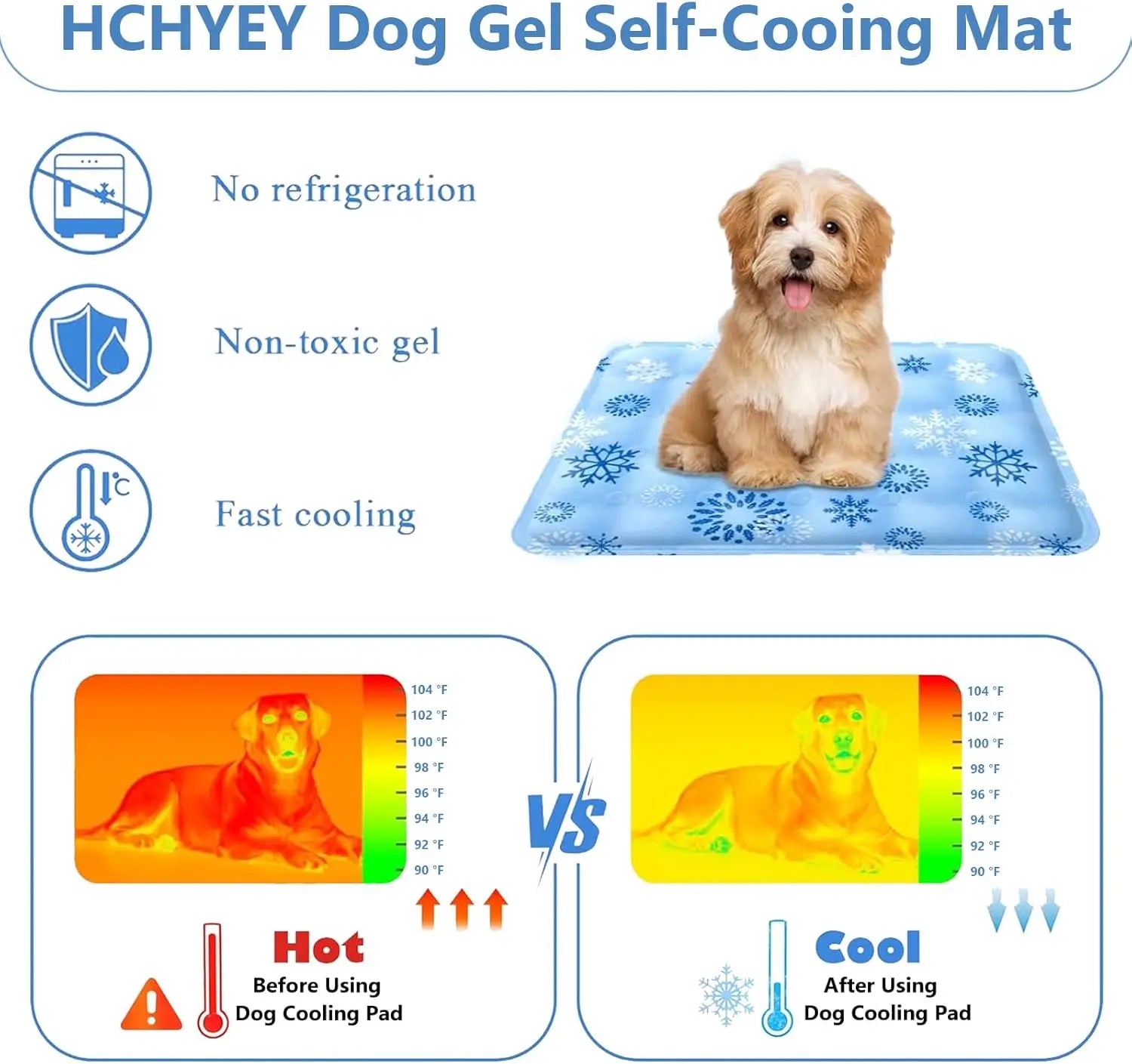 Self-Cooling Gel Mat for Pets - Auto Temperature Control, Portable & Reversible PawBayPets