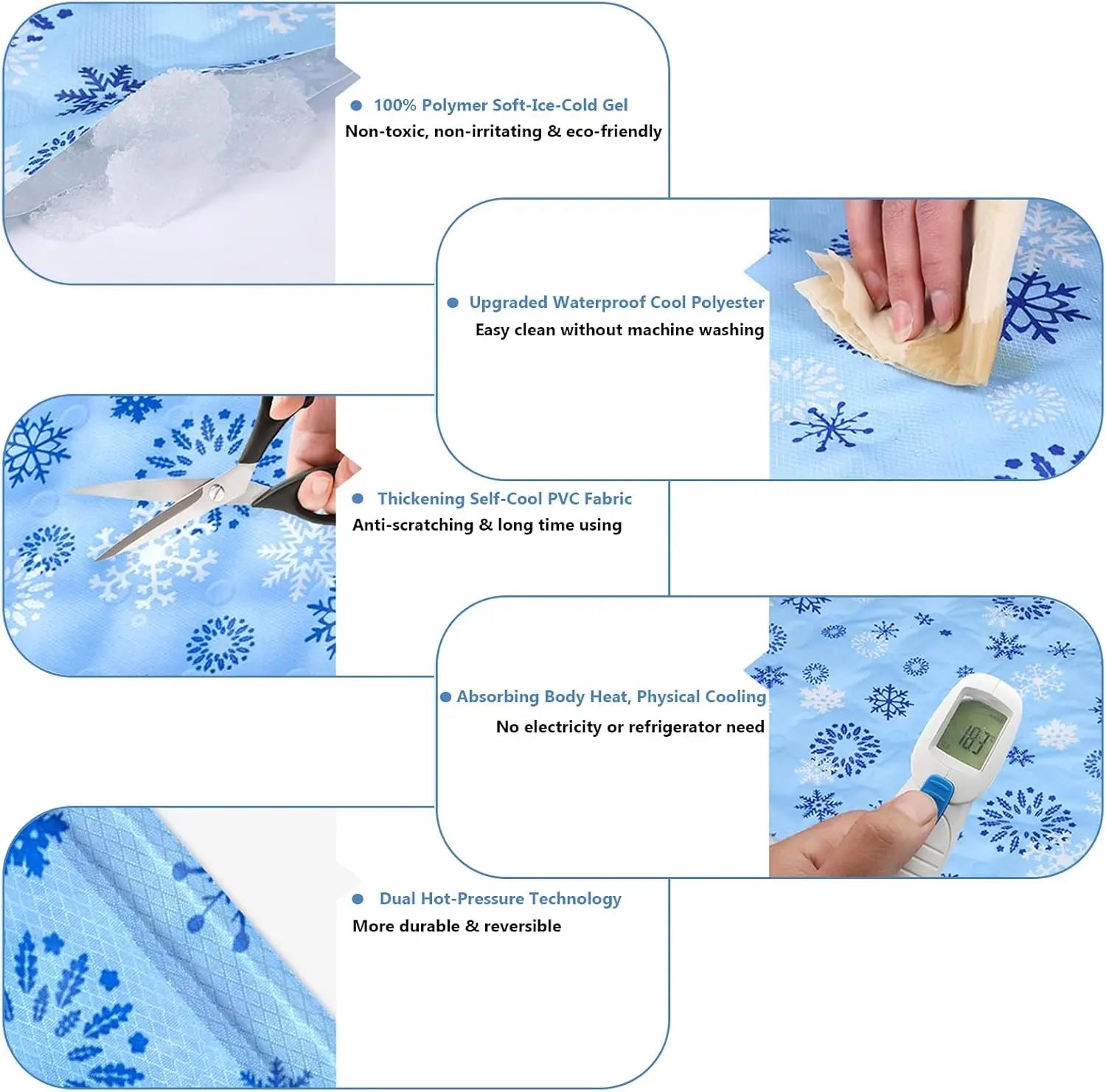 Self-Cooling Gel Mat for Pets - Auto Temperature Control, Portable & Reversible PawBayPets