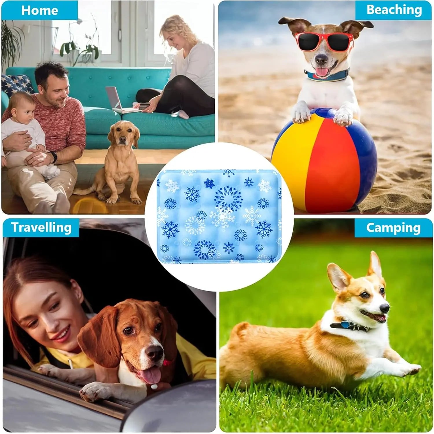Self-Cooling Gel Mat for Pets - Auto Temperature Control, Portable & Reversible PawBayPets