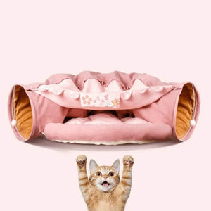 Collapsible Shell-Shaped Cat Tunnel Bed – All-Season Use, Soft & Comfortable, Foldable for Easy Storage - PawBayPets